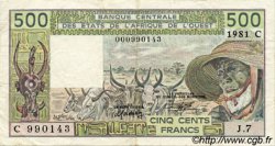 500 Francs WEST AFRICAN STATES  1981 P.306Cc VF