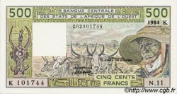 500 Francs WEST AFRIKANISCHE STAATEN  1984 P.706Kg ST