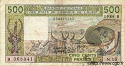 500 Francs ESTADOS DEL OESTE AFRICANO  1986 P.206Bj BC