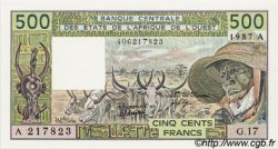 500 Francs ESTADOS DEL OESTE AFRICANO  1987 P.106Ak FDC
