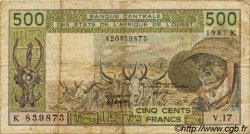 500 Francs WEST AFRIKANISCHE STAATEN  1987 P.706Kj fS to S