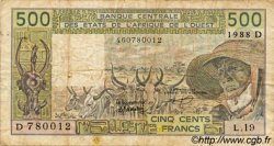 500 Francs WEST AFRICAN STATES  1988 P.405Da F-