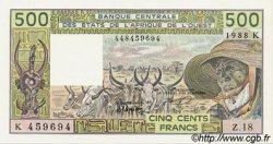 500 Francs WEST AFRICAN STATES  1988 P.706Ka UNC-