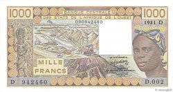 1000 Francs ESTADOS DEL OESTE AFRICANO  1981 P.406Db SC+