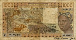 1000 Francs STATI AMERICANI AFRICANI  1981 P.707Kb B
