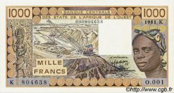 1000 Francs ESTADOS DEL OESTE AFRICANO  1981 P.707Kb FDC