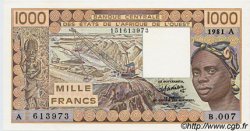 1000 Francs WEST AFRIKANISCHE STAATEN  1981 P.107Ab ST