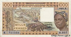 1000 Francs WEST AFRICAN STATES  1981 P.707Kb XF
