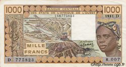 1000 Francs WEST AFRIKANISCHE STAATEN  1981 P.406Dc VZ