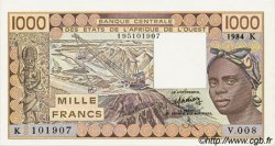 1000 Francs WEST AFRIKANISCHE STAATEN  1984 P.707Kd fST