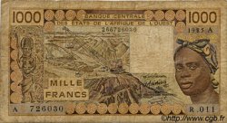 1000 Francs STATI AMERICANI AFRICANI  1985 P.107Af q.MB
