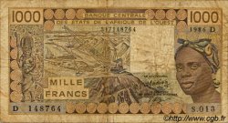 1000 Francs WEST AFRICAN STATES  1986 P.406Dg G