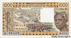 1000 Francs WEST AFRICAN STATES  1986 P.607Hg UNC-