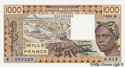 1000 Francs WEST AFRICAN STATES  1986 P.707Kg UNC-