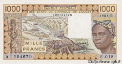 1000 Francs ESTADOS DEL OESTE AFRICANO  1988 P.207Ba SC+