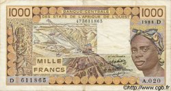 1000 Francs WEST AFRIKANISCHE STAATEN  1988 P.406Da SS