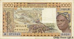 1000 Francs WEST AFRICAN STATES  1988 P.607Ha VF