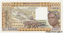 1000 Francs WEST AFRICAN STATES  1988 P.707Ka UNC-