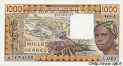 1000 Francs STATI AMERICANI AFRICANI  1989 P.107Ai q.FDC