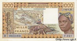 1000 Francs ESTADOS DEL OESTE AFRICANO  1989 P.607Hi MBC+