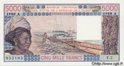 5000 Francs STATI AMERICANI AFRICANI  1980 P.108Ad q.FDC
