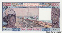 5000 Francs STATI AMERICANI AFRICANI  1982 P.108Ai q.FDC