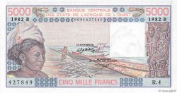 5000 Francs WEST AFRIKANISCHE STAATEN  1982 P.208Bf fST+