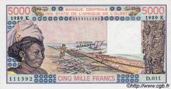 5000 Francs WEST AFRIKANISCHE STAATEN  1989 P.708Ke fST+