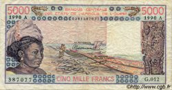 5000 Francs STATI AMERICANI AFRICANI  1990 P.108Aq MB