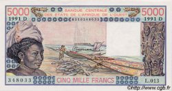 5000 Francs STATI AMERICANI AFRICANI  1991 P.407Dj FDC