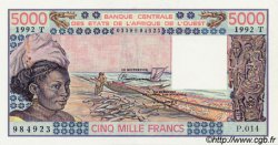 5000 Francs STATI AMERICANI AFRICANI  1992 P.808Tm q.FDC