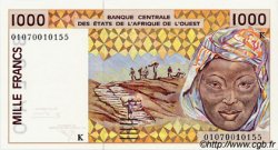 1000 Francs ESTADOS DEL OESTE AFRICANO  2001 P.711Kk FDC