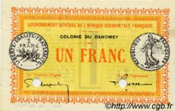 1 Franc Annulé DAHOMEY  1917 P.02a q.FDC