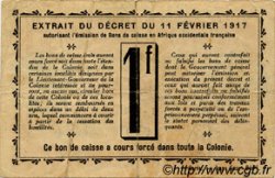 1 Franc SENEGAL  1917 P.02c F+