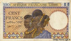 100 Francs FRENCH EQUATORIAL AFRICA Brazzaville 1943 P.08 VF+