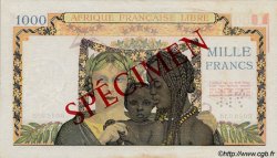 1000 Francs Spécimen FRENCH EQUATORIAL AFRICA Brazzaville 1943 P.09s VF