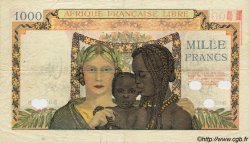 1000 Francs Annulé FRENCH EQUATORIAL AFRICA Brazzaville 1943 P.09s VF