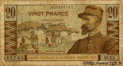 20 Francs Émile Gentil AFRIQUE ÉQUATORIALE FRANÇAISE  1946 P.22 VG