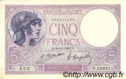 5 Francs FEMME CASQUÉE FRANKREICH  1923 F.03.07 fVZ