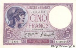 5 Francs FEMME CASQUÉE FRANCE  1924 F.03.08 XF+