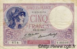 5 Francs FEMME CASQUÉE FRANCE  1926 F.03.10 TTB
