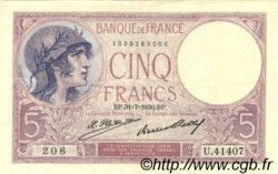 5 Francs FEMME CASQUÉE FRANKREICH  1930 F.03.14 VZ