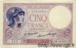 5 Francs FEMME CASQUÉE FRANCIA  1930 F.03.14 MBC+