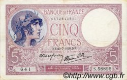 5 Francs FEMME CASQUÉE modifié FRANCE  1939 F.04.02 VF