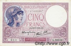 5 Francs FEMME CASQUÉE modifié FRANCE  1939 F.04.02 XF
