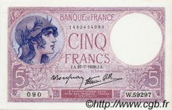 5 Francs FEMME CASQUÉE modifié FRANCIA  1939 F.04.03