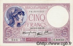 5 Francs FEMME CASQUÉE modifié FRANCE  1939 F.04.05 AU