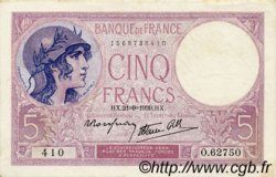 5 Francs FEMME CASQUÉE modifié FRANKREICH  1939 F.04.09 VZ+