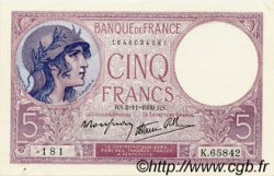 5 Francs FEMME CASQUÉE modifié FRANKREICH  1939 F.04.14 VZ to fST