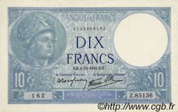 10 Francs MINERVE modifié FRANCIA  1941 F.07.30 q.AU